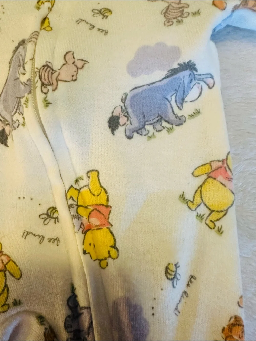 Disney Yellow Winnie the Pooh Footed One-Piece